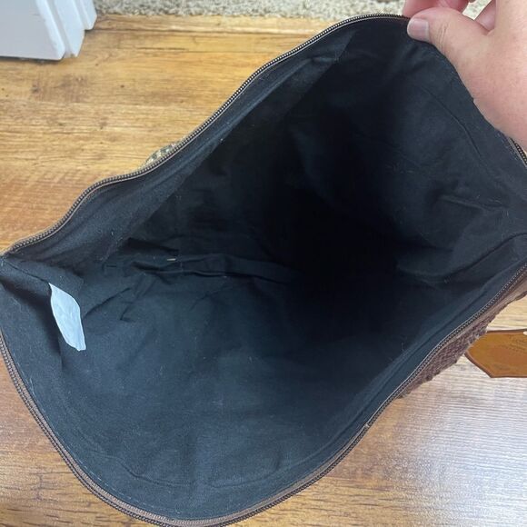 NWT Passport To India Brown Woven Tapestry Leather Pouch Bag Bohemian Clutch - Picture 6 of 6